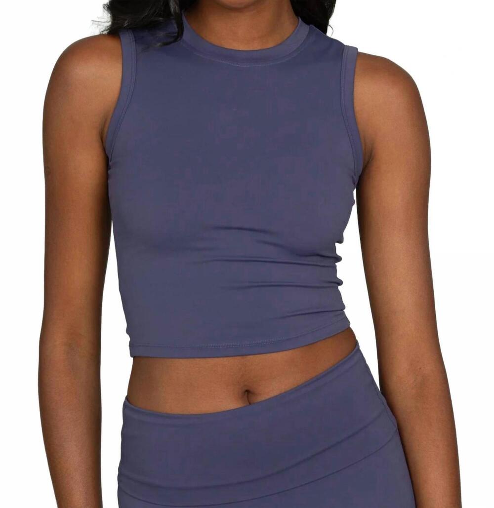 NEW GOLD HINGE coresculpt crop tank in pale indigo